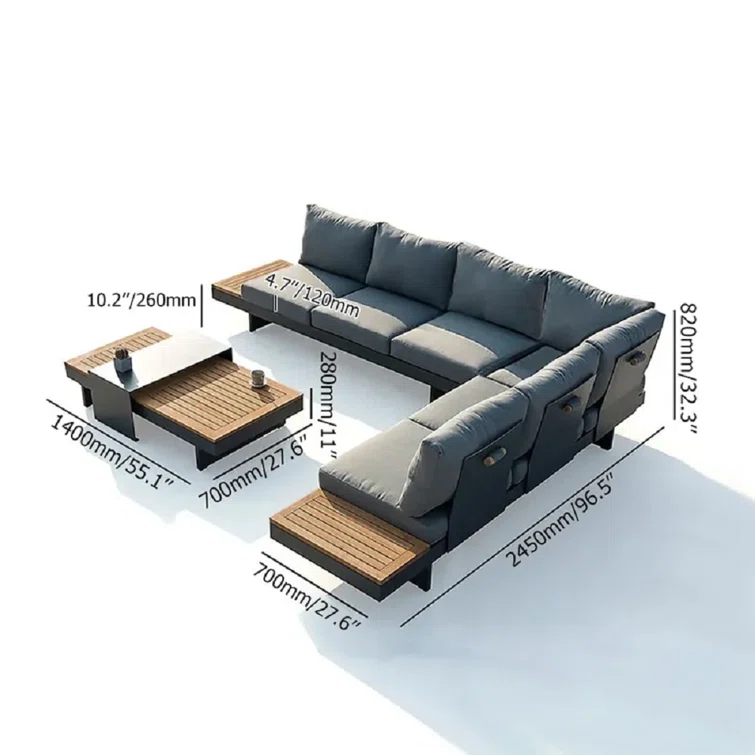 Teak 6 - Person Outdoor Seating Group with Cushions