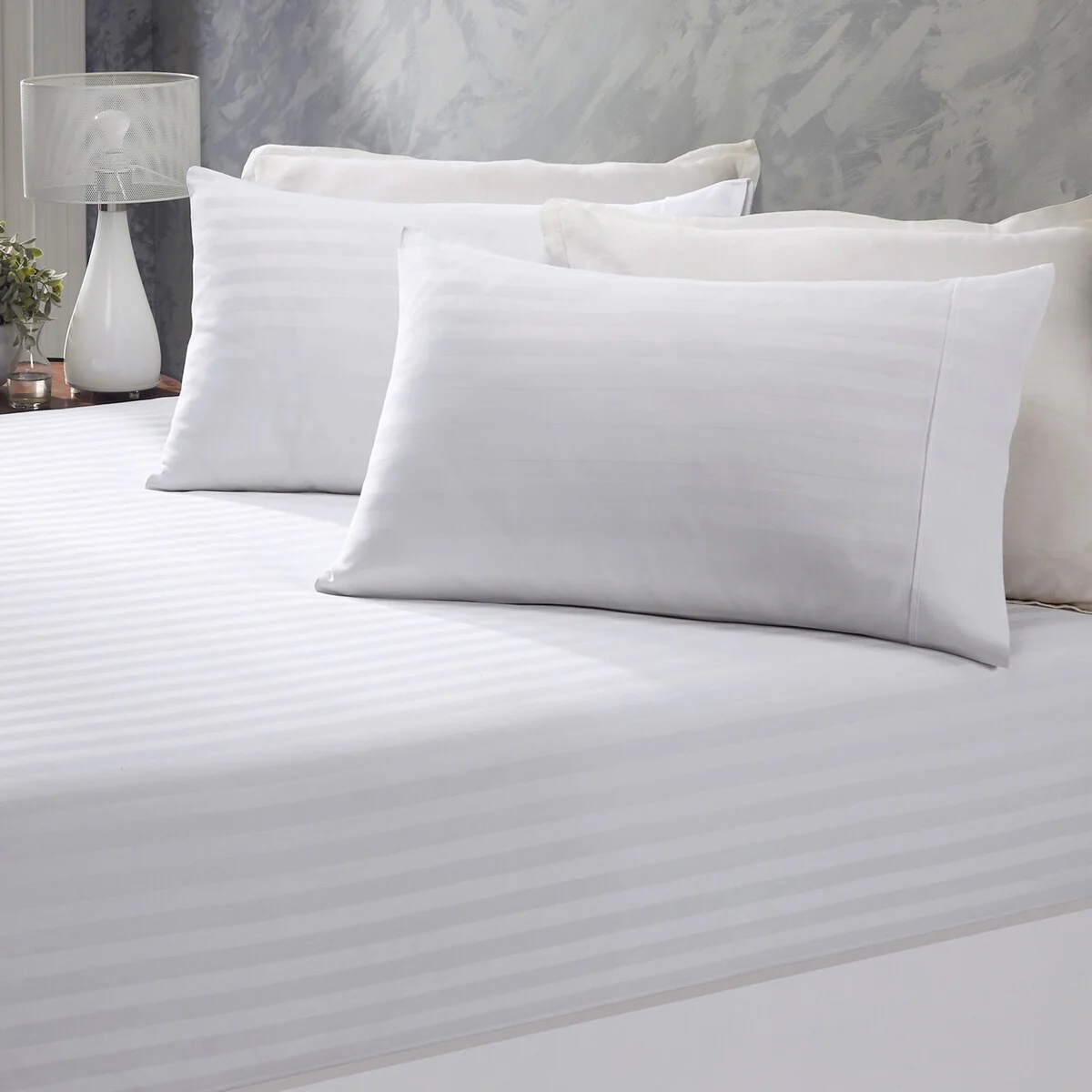 EnvioHome Premium Cotton Damask Stripe Super Soft Breathable Pillowcase