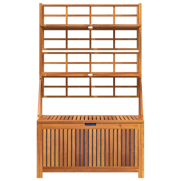 VidaXL 39'' W Water Resistant Acacia Wood Acacia Deck Box in Anthracite
