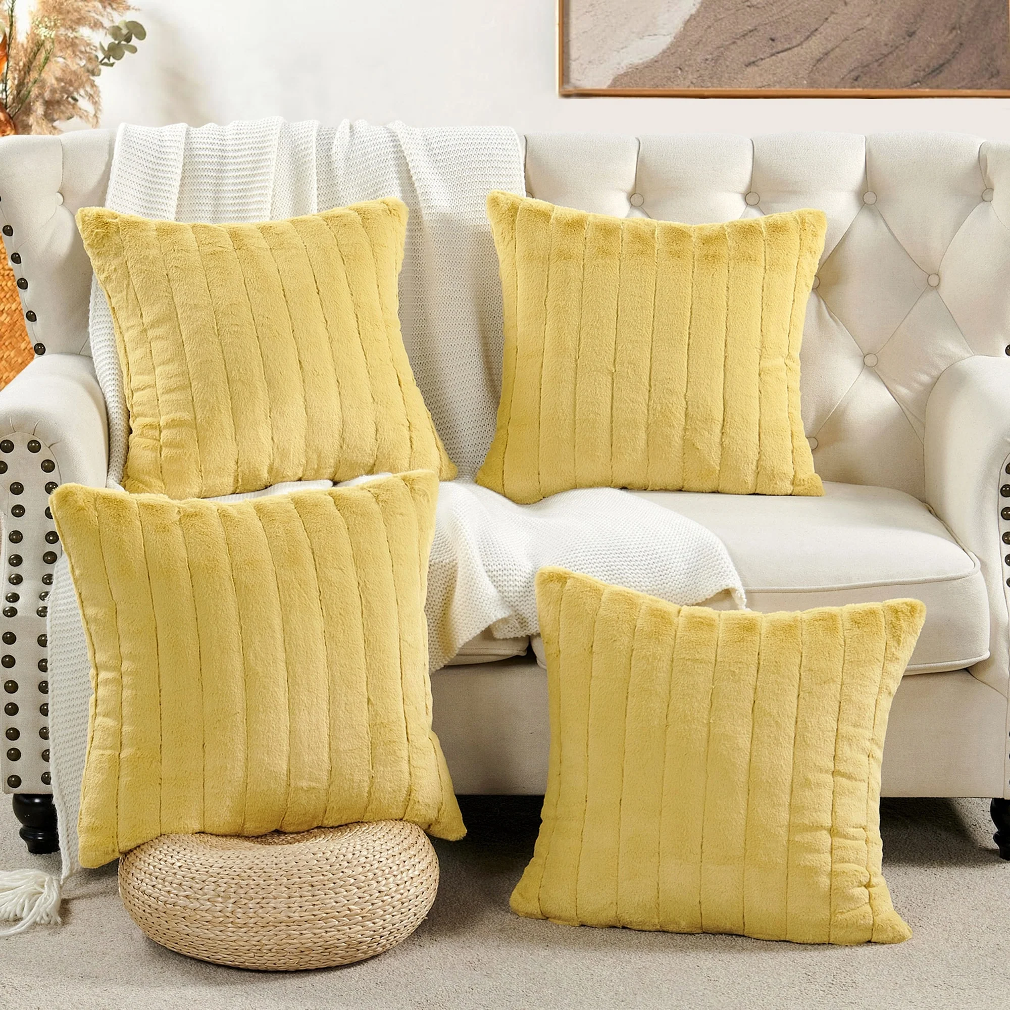 Supermink Soft Solid Throw Pillow Covers Set of 4, NO INSERT