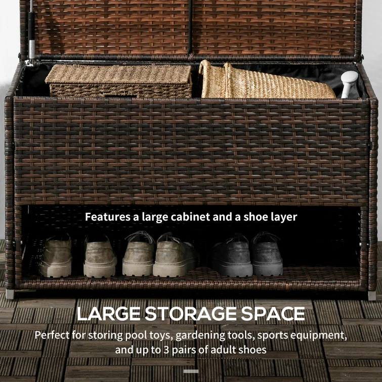 Outsunny 66 Gallon Wicker Deck Box