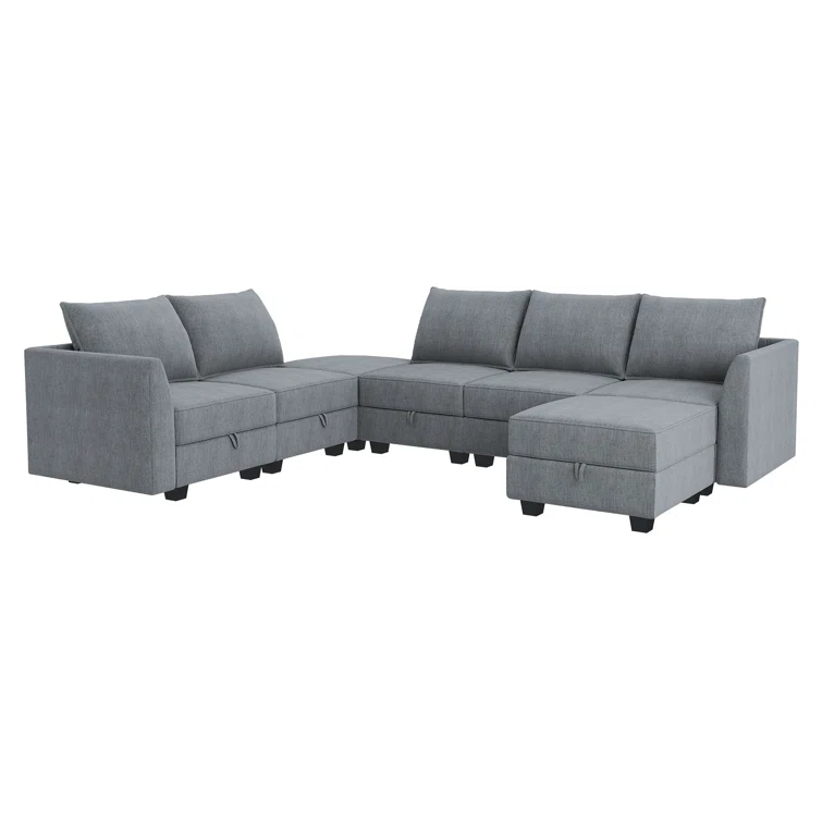 U shaped Corner Modular Sectional Reversible Sofa Couch with Storage Seat
