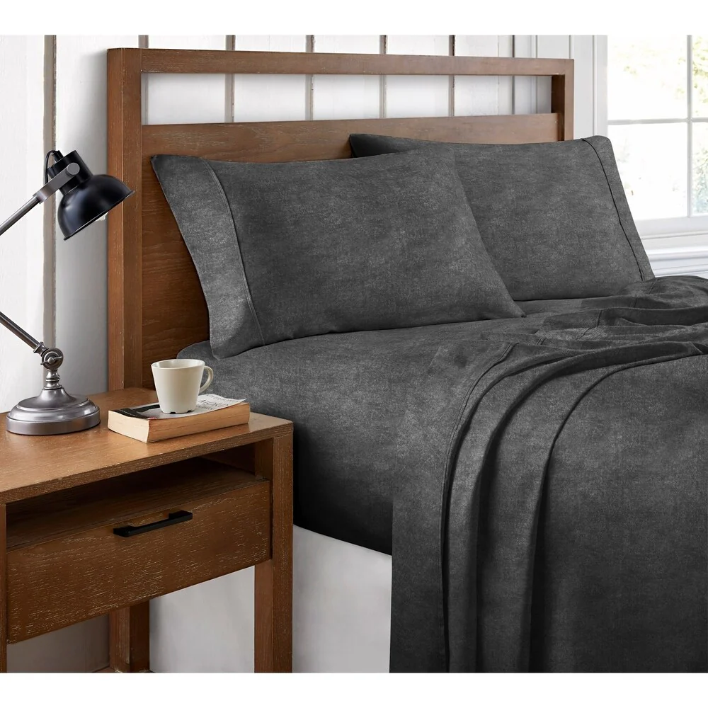 Brielle Home 100-percent Organic Cotton Heather Printed Sheet Set