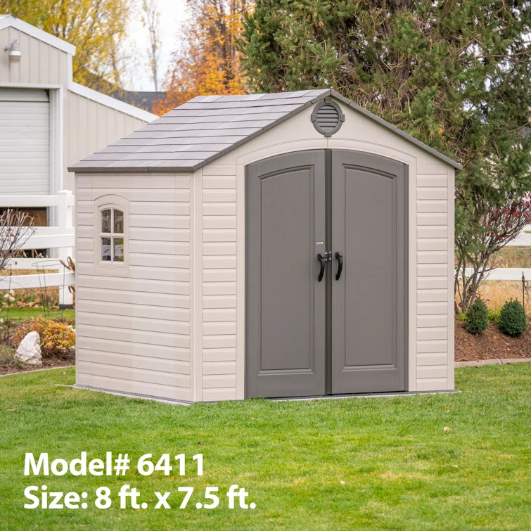 Lifetime 8 Ft. x 7.5 Ft. High-Density Polyethylene (Plastic) Outdoor Storage Shed with Steel-Reinforced Construction