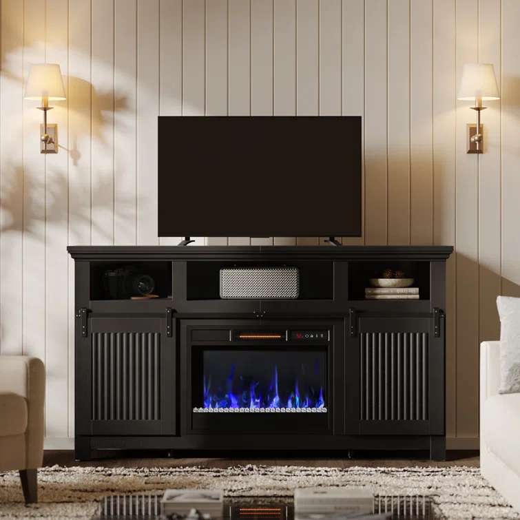 60 inch Fireplace TV Stand for TVs up to 65 inch, LED Media Console Entertainment Center with 23