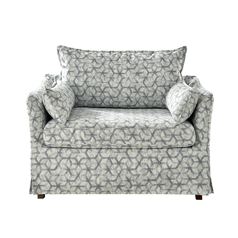 Miles Slipcovered Armchair with Large Ottoman