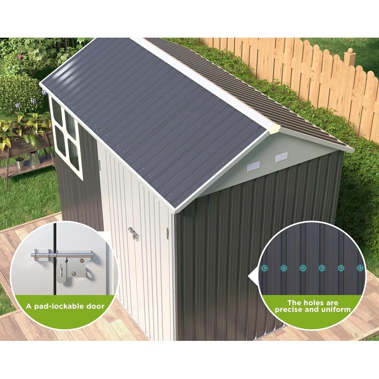 Nordic Cottage 8 ft. W x 6 ft. D Metal Storage Shed