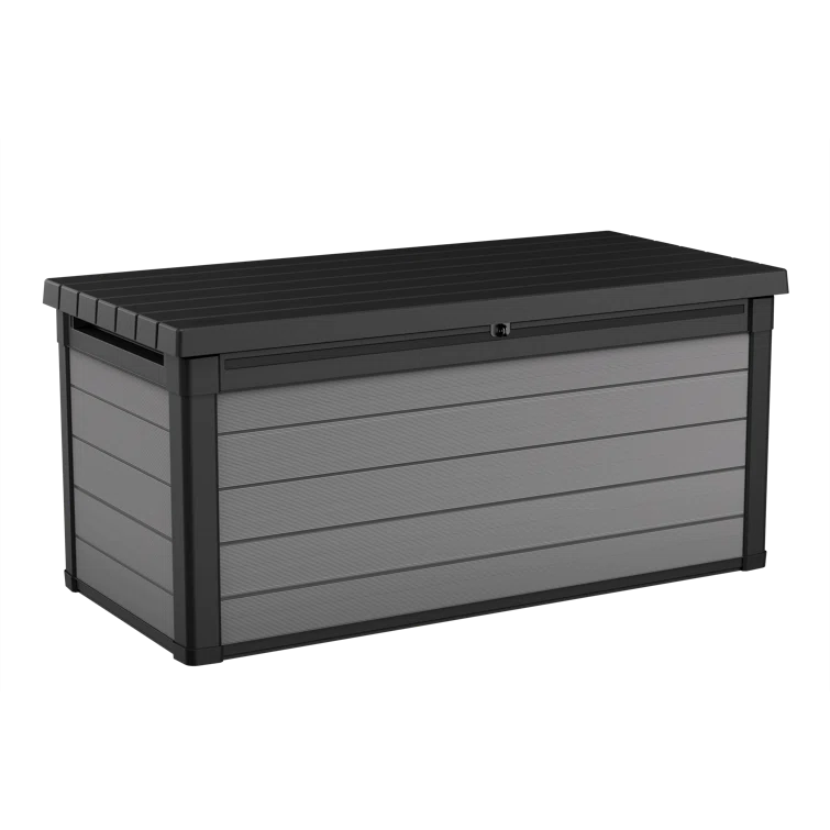 Keter Premier 150 Gallon Durable Resin Outdoor Storage and Organization Deck Box Ideal For Garden Patio Furniture and Supplies, Grey