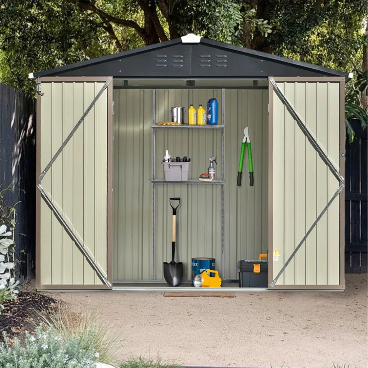 8 ft. W x 6 ft. D Stainless Steel Horizontal Garage Shed