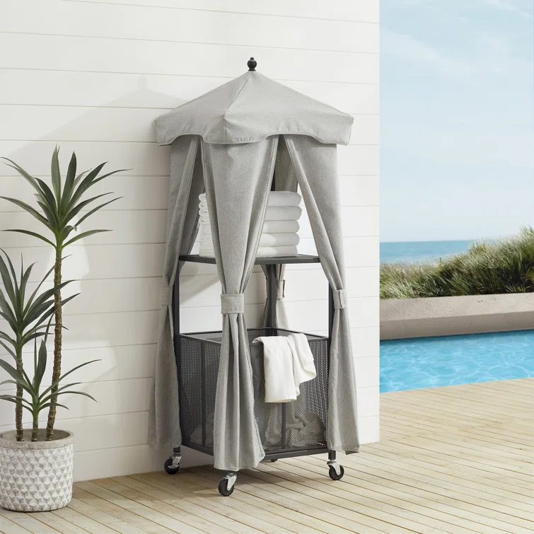 Crosley 26.25'' W 35 Gallons Water Resistant Metal Towel Valet with Wheels in Gray/Black