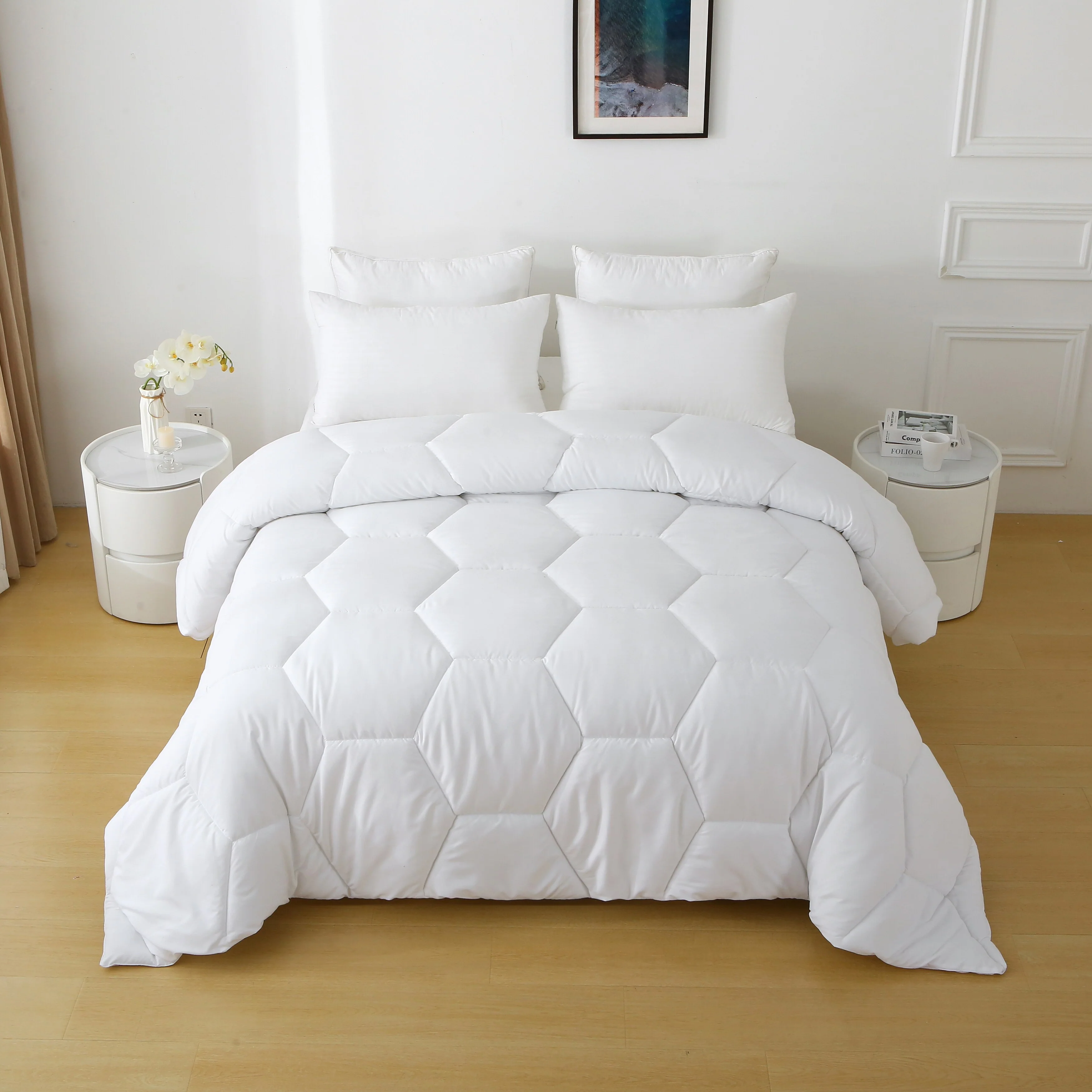 Better Style Home Oversized Microfiber Honeycomb Comforter Insert