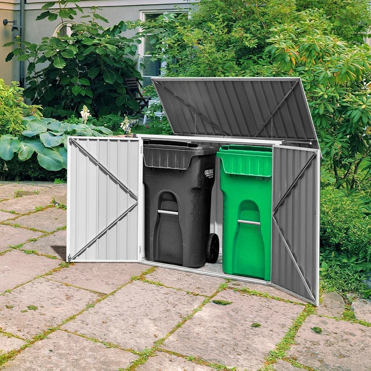 5 ft. W x 3 ft. D Metal Horizontal Garbage Shed