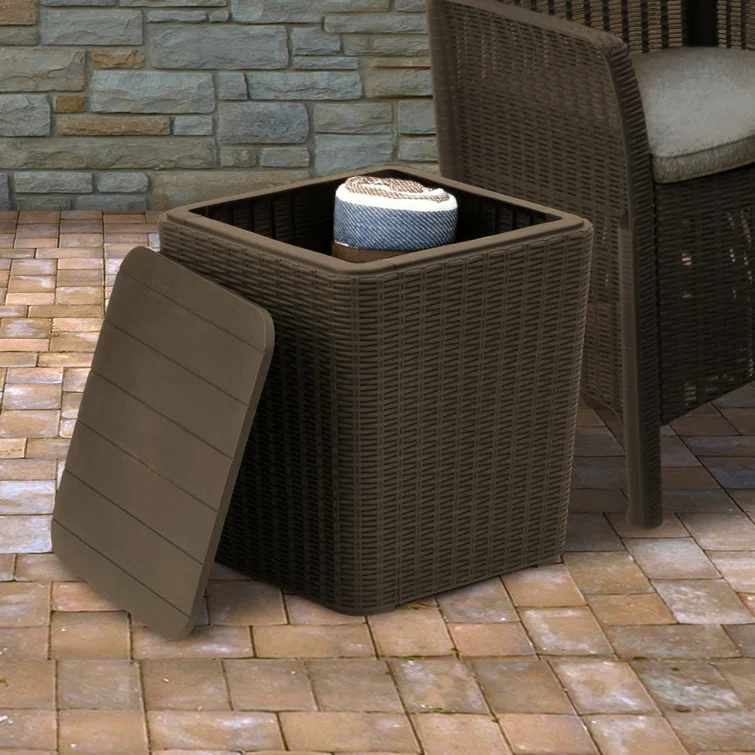 National Outdoor Living Arendal 11.35 Gallon Water Resistant Plastic Deck Box in Brown