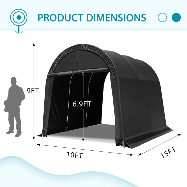 10 ft. W x 15 ft. D Plastic Portable Garage Shed