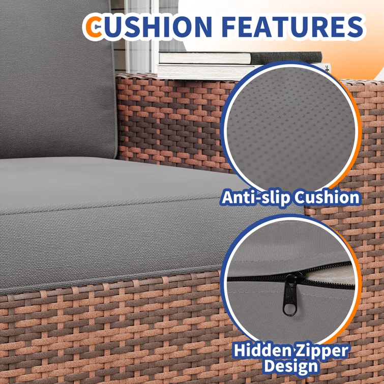 5 - Person Outdoor Rattan Sectional Seating Group With Cushions