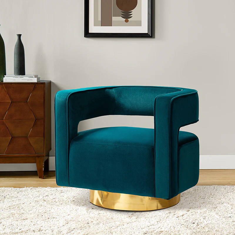 Agata Velvet Swivel Barrel Armchair