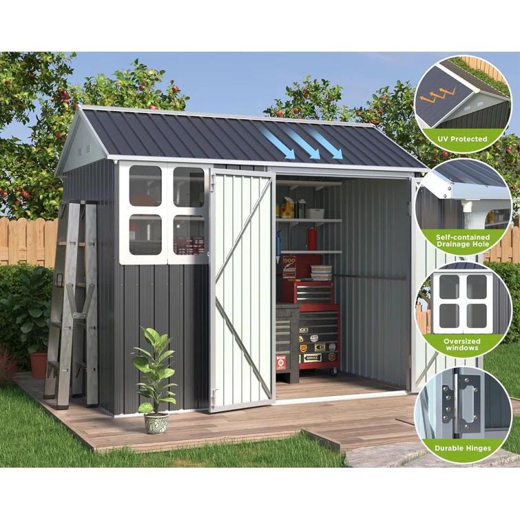 Nordic Cottage 8 ft. W x 6 ft. D Metal Storage Shed