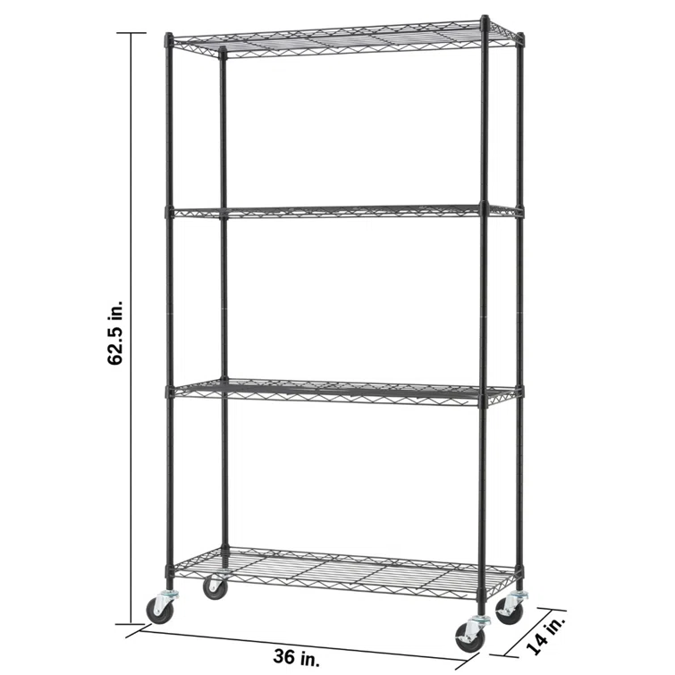 Kennedii 36'' W Stainless Steel Shelving Unit with Wheels