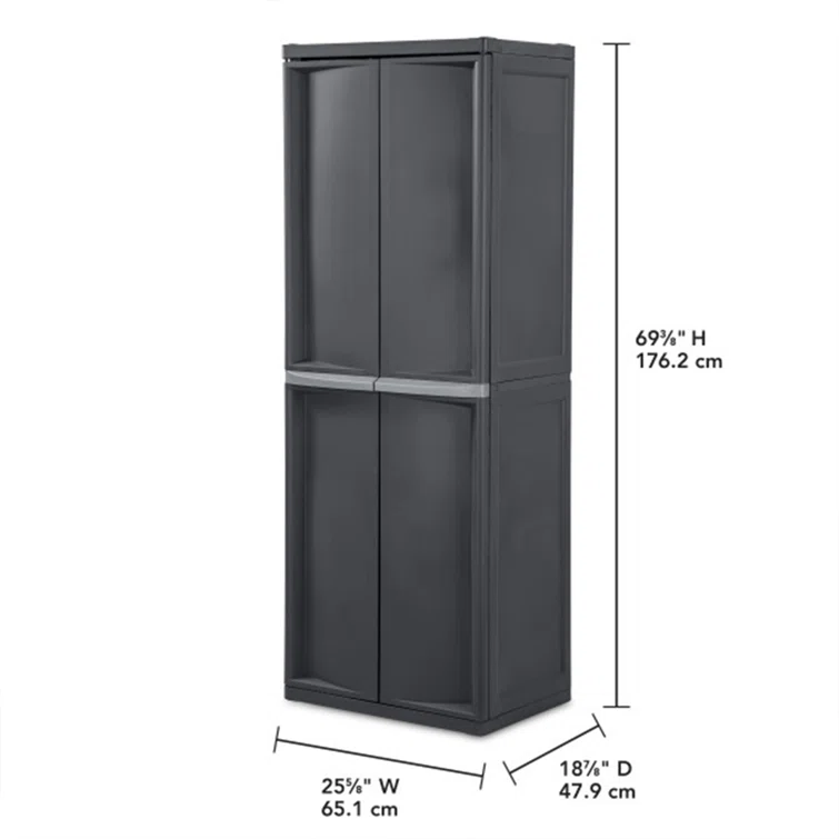 Sterilite 4 Shelf Cabinet, Heavy Duty, Easy Assembly Storage Unit, Organize Bins in Garage, Basement
