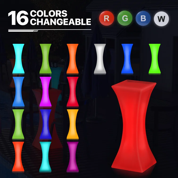LED Light Up Bar Stool and Table Variable Chair Color Suitable for Bars
