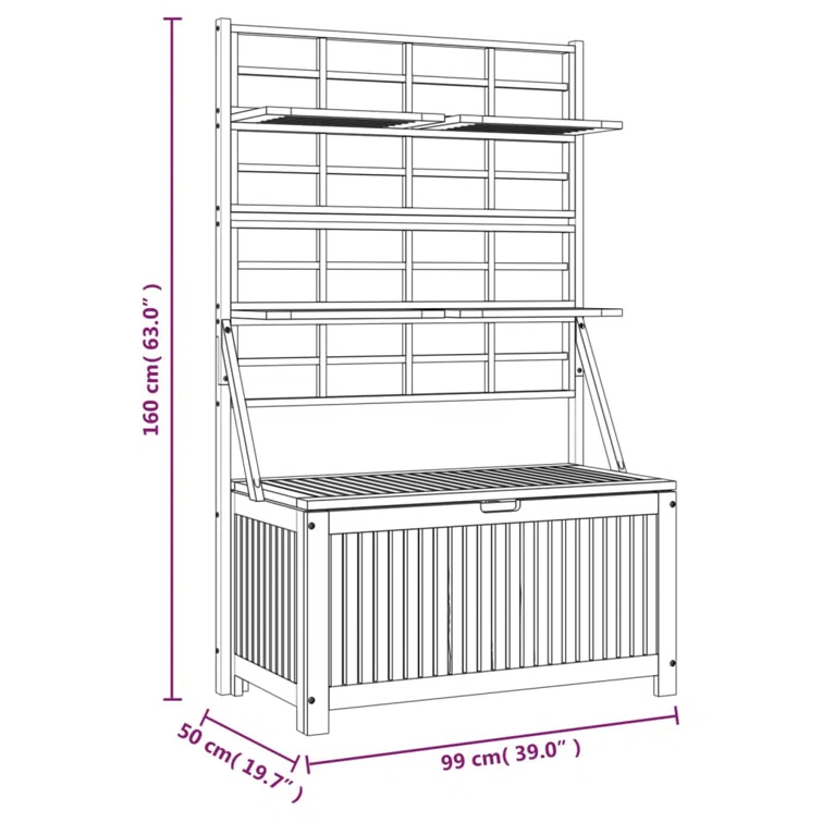 VidaXL 39'' W Water Resistant Acacia Wood Acacia Deck Box in Anthracite