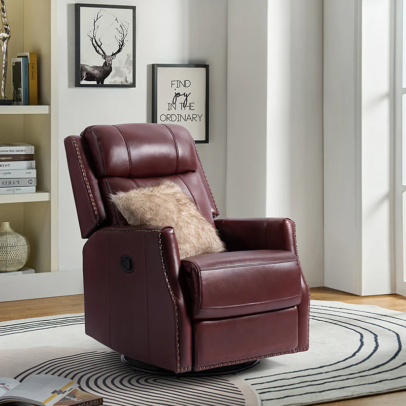 Epimetheus Genuine Leather Manual Swivel Recliner