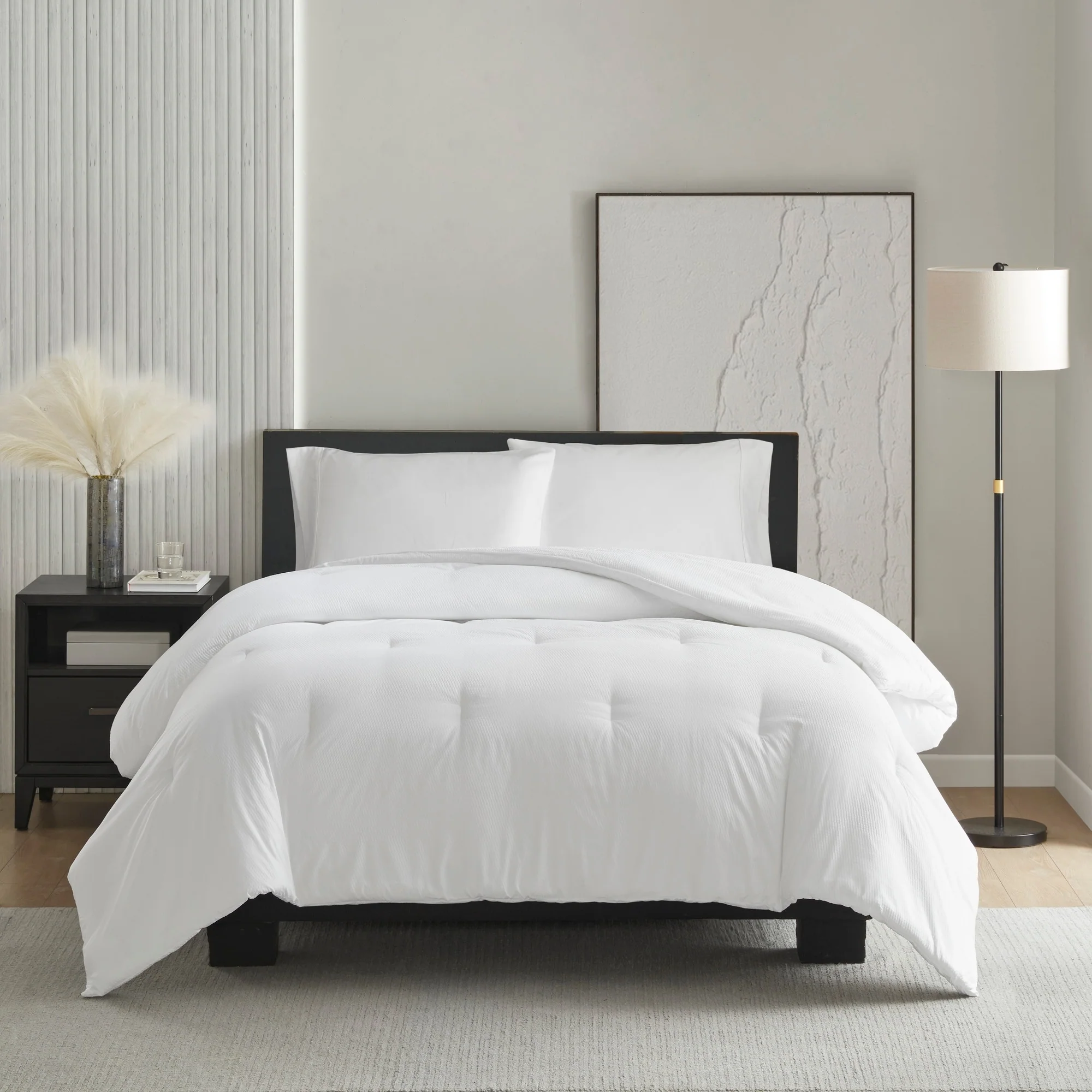 Madison Park Honeycomb Textured White Oversized Down Alternative Comforter