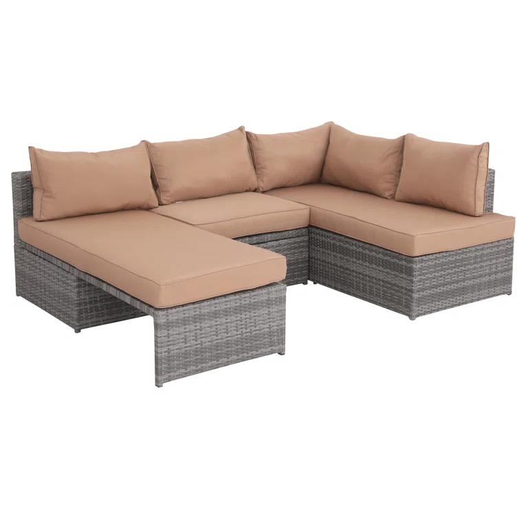 Uvala 80'' Wide 5 - Person Outdoor Seating Group with Cushions