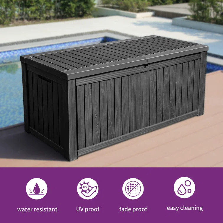 YITA 150 Gallon Large Outdoor Storage Deck Box with Built-in Divider
