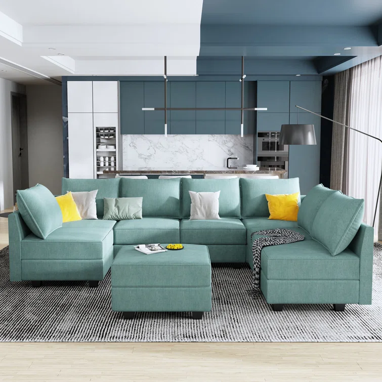 Modular U shaped Sectional Sofa with Storage Ottoman