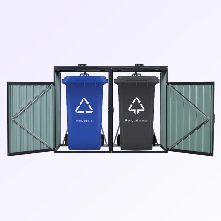 5 ft. W x 3 ft. D Metal Horizontal Garbage Shed