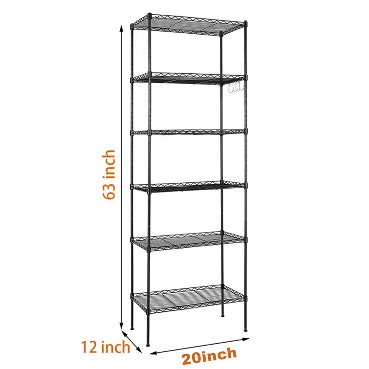 Ameela 63" H X 21" W x 12" D Storage Shelving Unit with Wheels, Leveling Feet