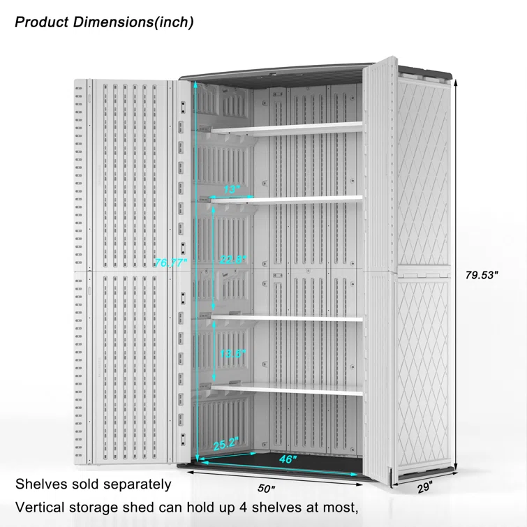 Outdoor Weather Resistance 4 ft. 2 in. W x 2 ft. 5 in. D Resin Vertical Tool Shed