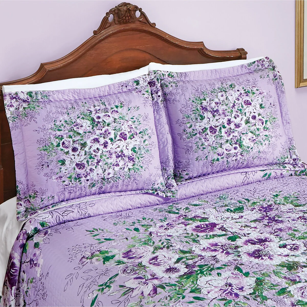 Charming Lavender & White Flower Clusters Floral Pillow Sham