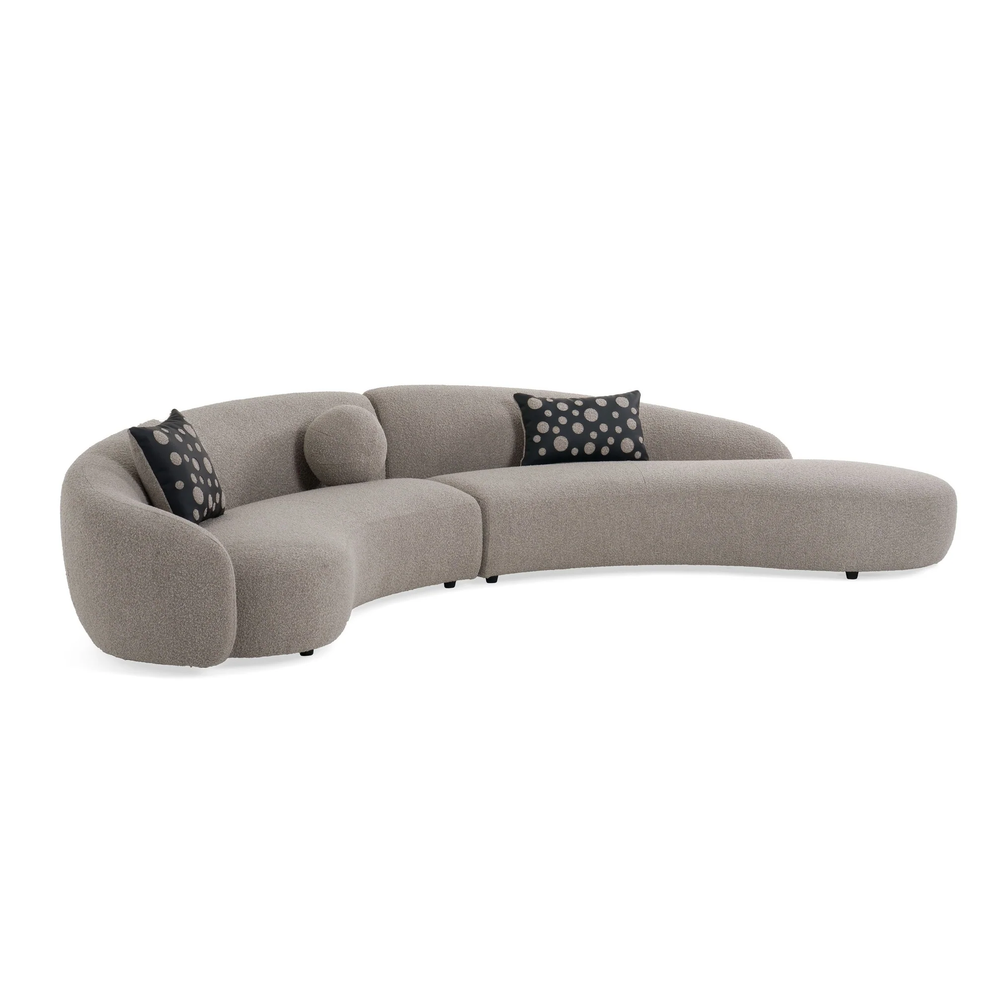 Divani Casa Allis Glam Grey and Black Fabric Curved Sectional Sofa