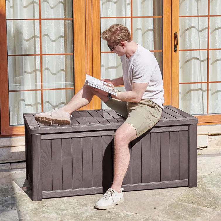 Underyr 55.3'' W 120 Gallons Water Resistant Resin Lockable Deck Box