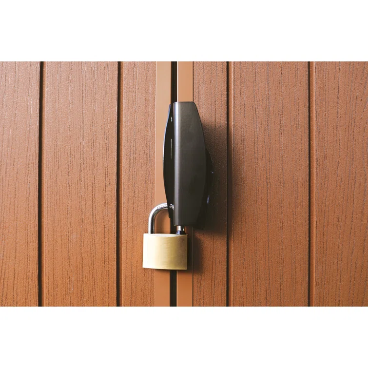 Keter Darwin 4x6 ft. Durable Resin Outdoor Storage Shed With Floor and Double Doors for Garden Patio Furniture and Tools, Brown