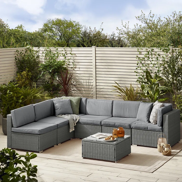 Miacomet Modular Garden Sofa and Table PE Rattan for Modern Gardens and Patios (Cover Included)