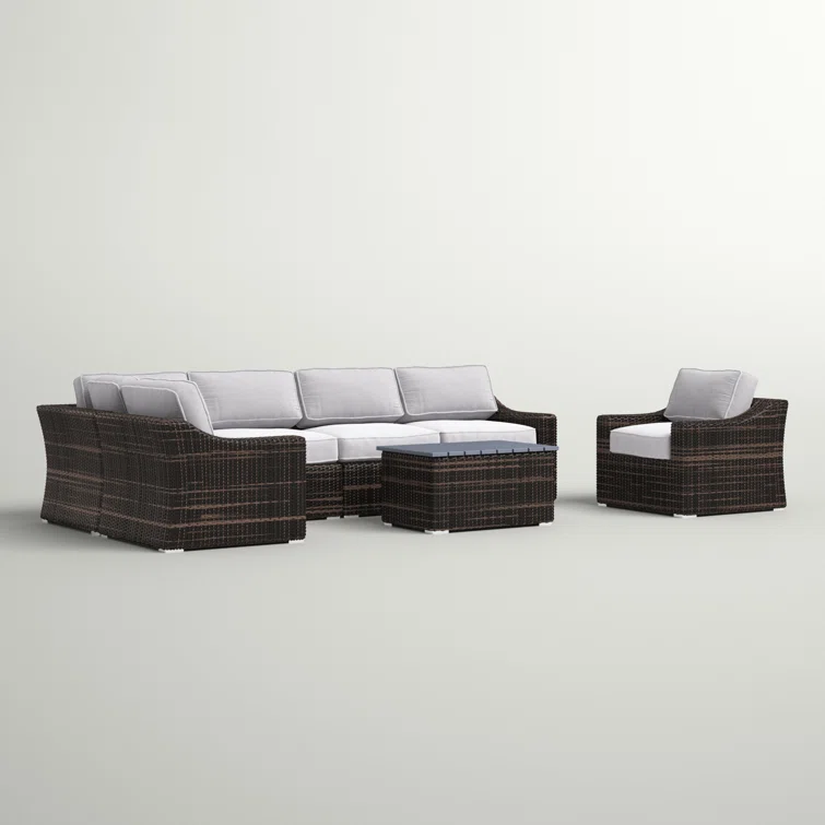 Dayse Fully Assembled 5 - Person Seating Group with Cushions |All-weather wicker sectional