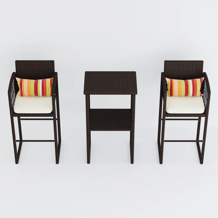 2 - Person Square Outdoor Dining Set with Cushions