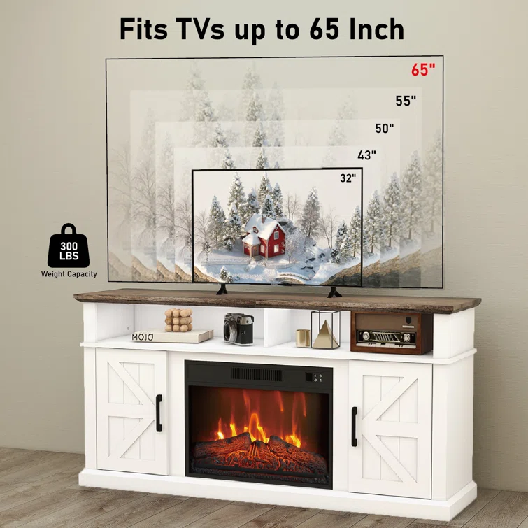 Boyle 58'' Media Console TV Stand With Fireplace