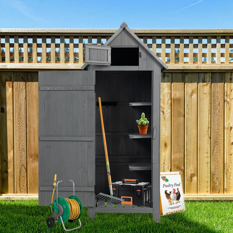 2 ft. W x 2 ft. D Solid Wood Vertical Tool Shed