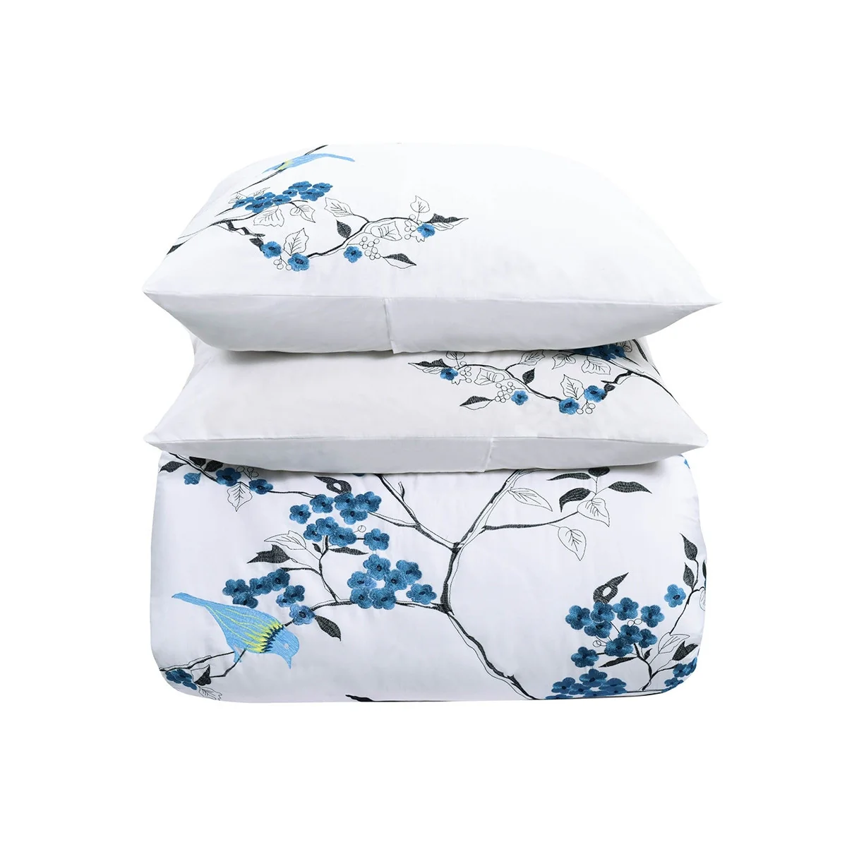 HomeRoots Blue King 100% Cotton 200 Thread Count Washable Duvet Cover Set