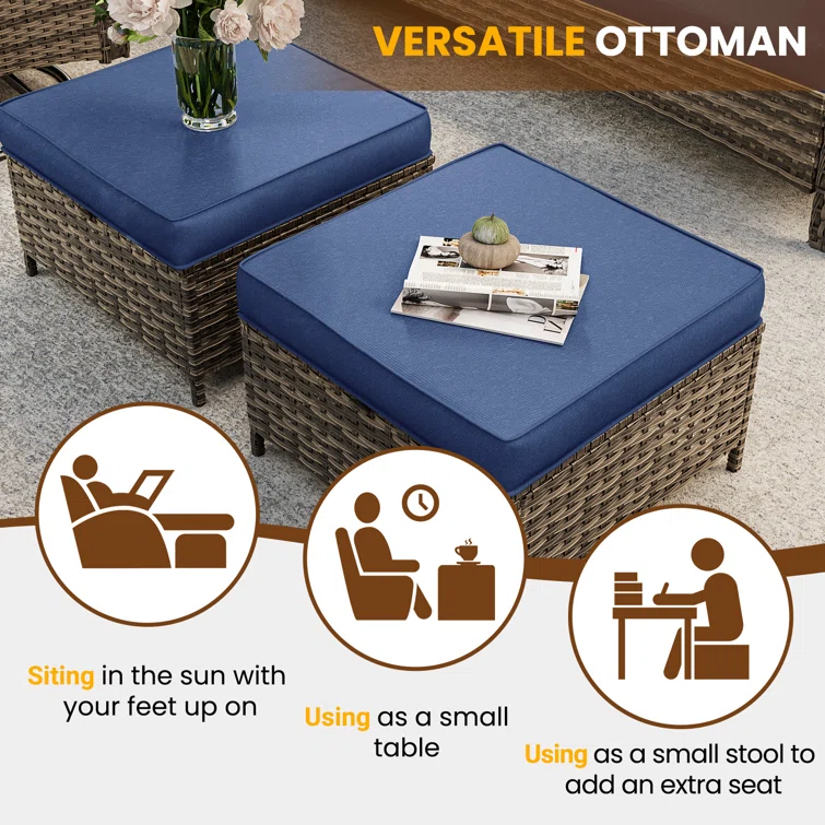 Harminnie 5 - Person Oversized Wicker Outdoor Seating Group with Cushions