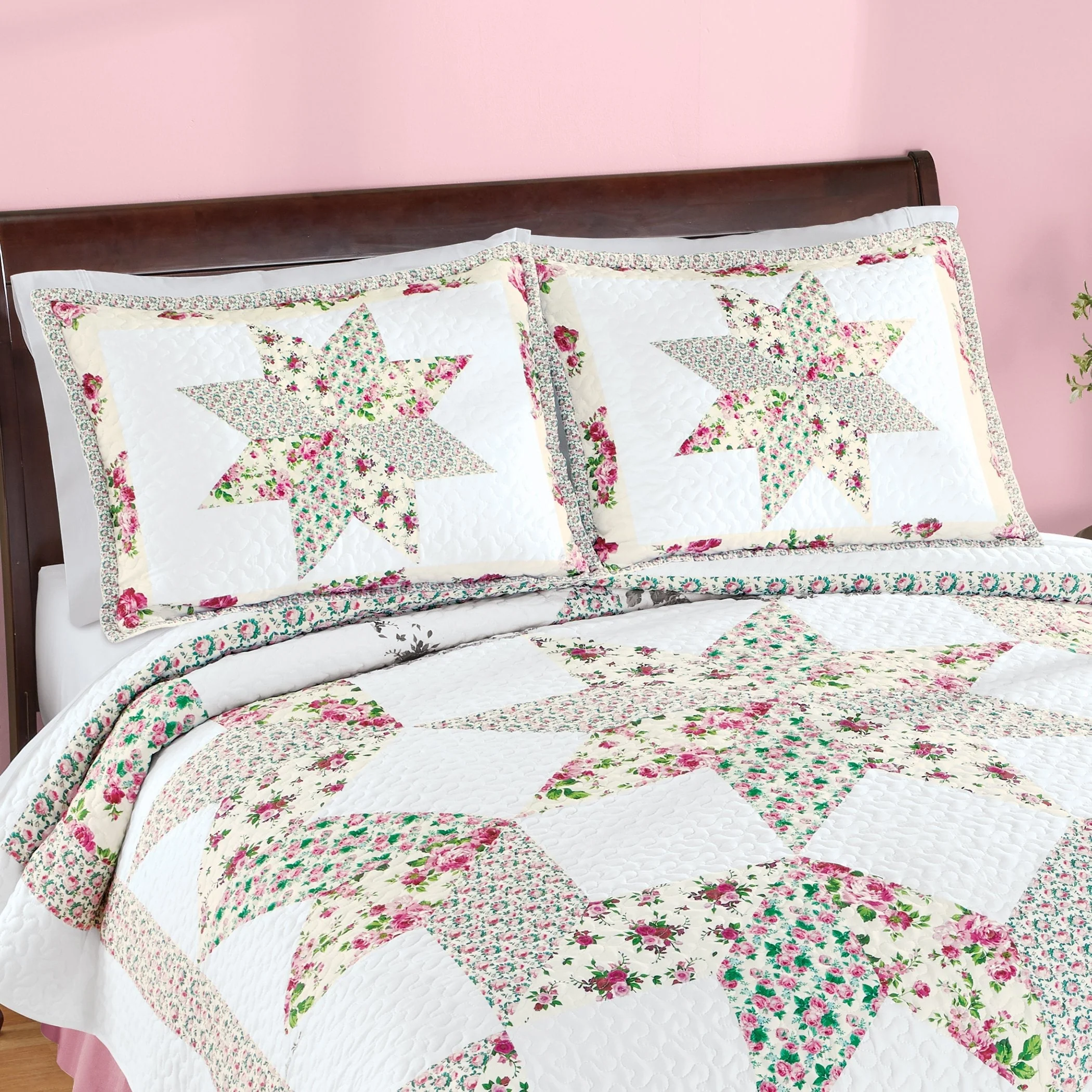 Ellie Rose Design Star Pattern Vermicelli Stitching Pillow Sham