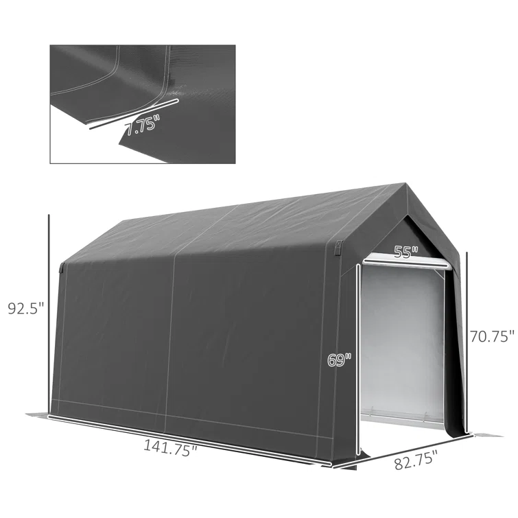 7 ft. W x 12 ft. D Metal Lean-to Storage Shed