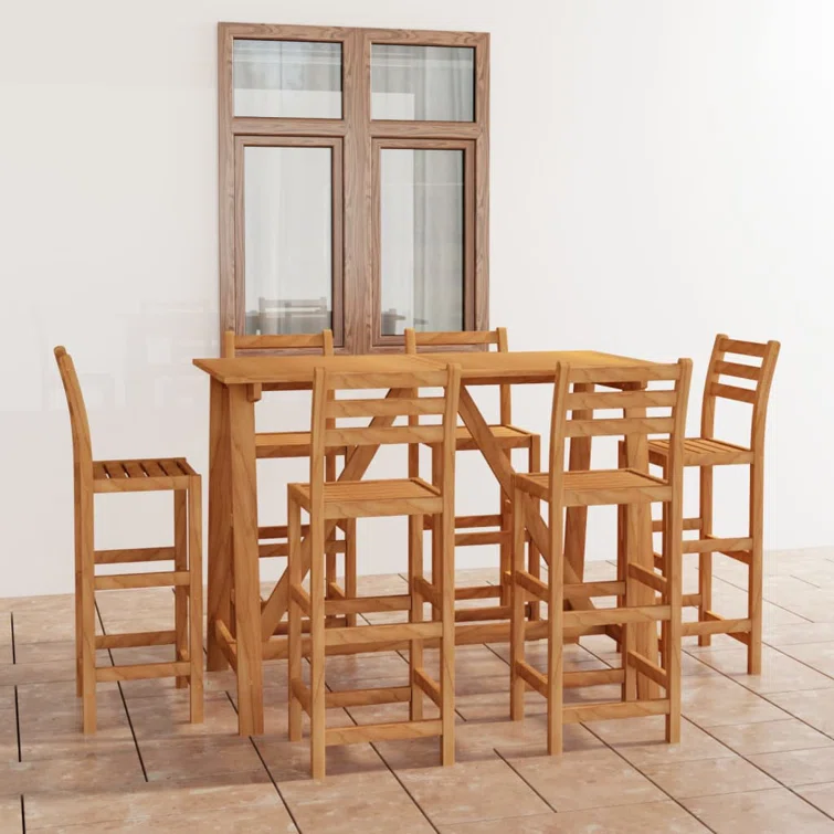 Patio Lounge Set Outdoor Dining Bench with Cushions Solid Acacia Wood