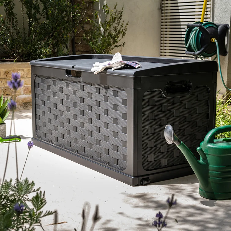 Rebrilliant Kiden 45.7'' W 88 Gallons Plastic Lockable Deck Box with Wheels