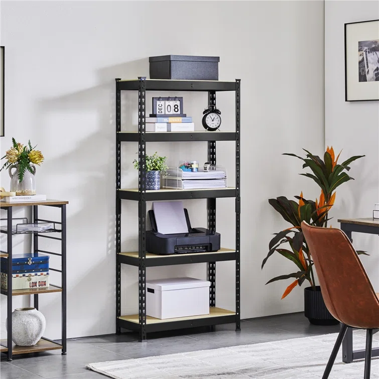 Tevis 60" H x 27.5" W x 12" D 5 Tiers Boltless Adjustable Storage Shelf Goods Rack