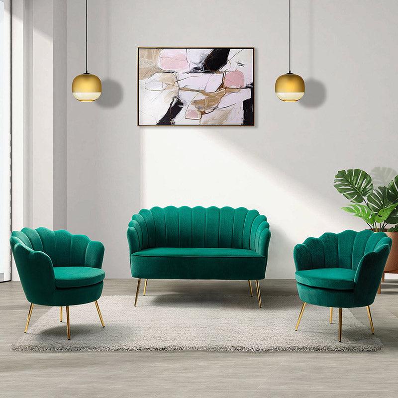 Ariel 3-Piece Scalloped Velvet Living Room Set